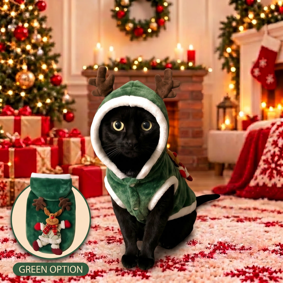 Jersey Navideño para Mascotas 🎄 Sudadera de Franela para Perros y Gatos