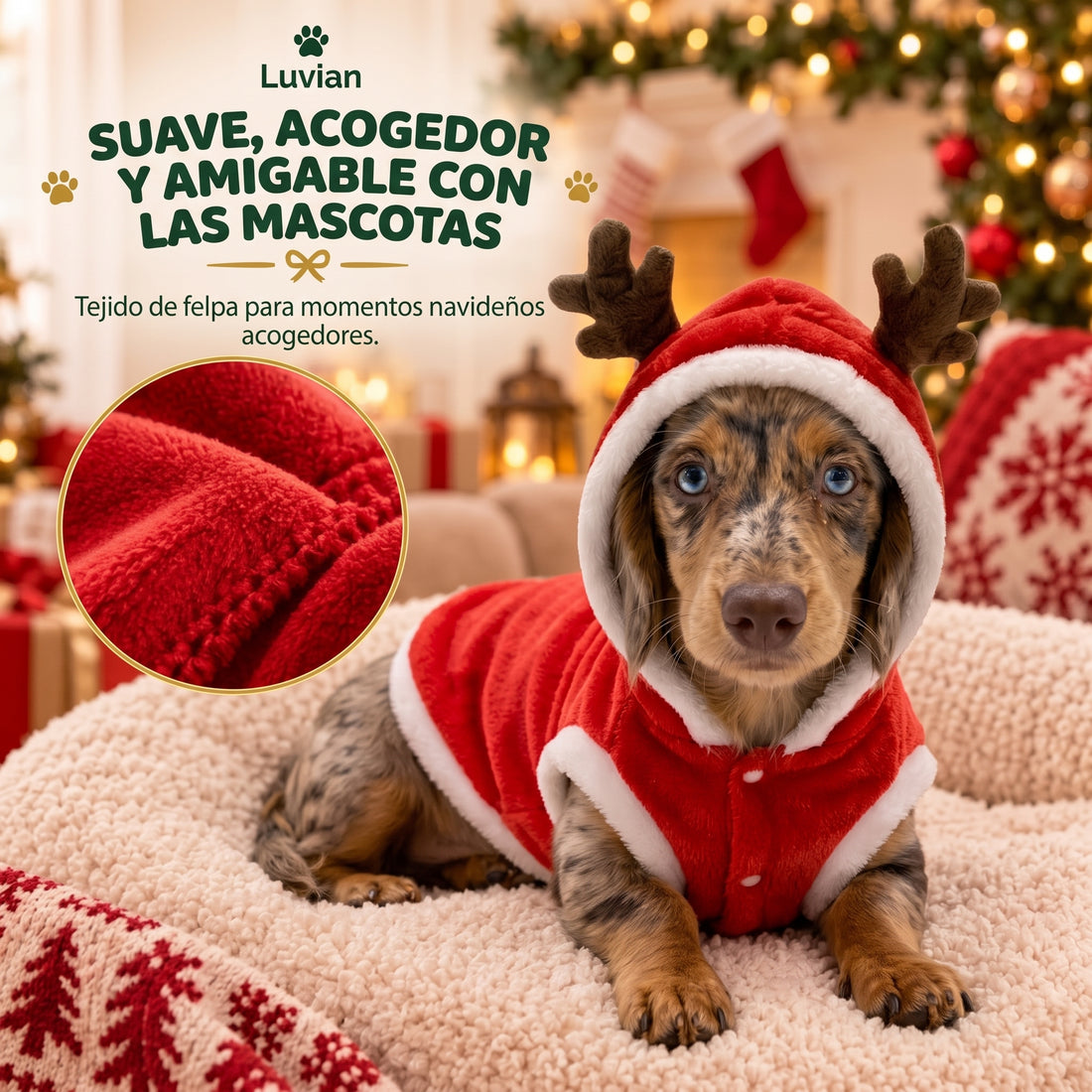 Jersey Navideño para Mascotas 🎄 Sudadera de Franela para Perros y Gatos